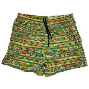 Vintage 90s Neon Stripe Swim Shorts Sz Medium Mens Mesh Lined Mervyns Multicolor